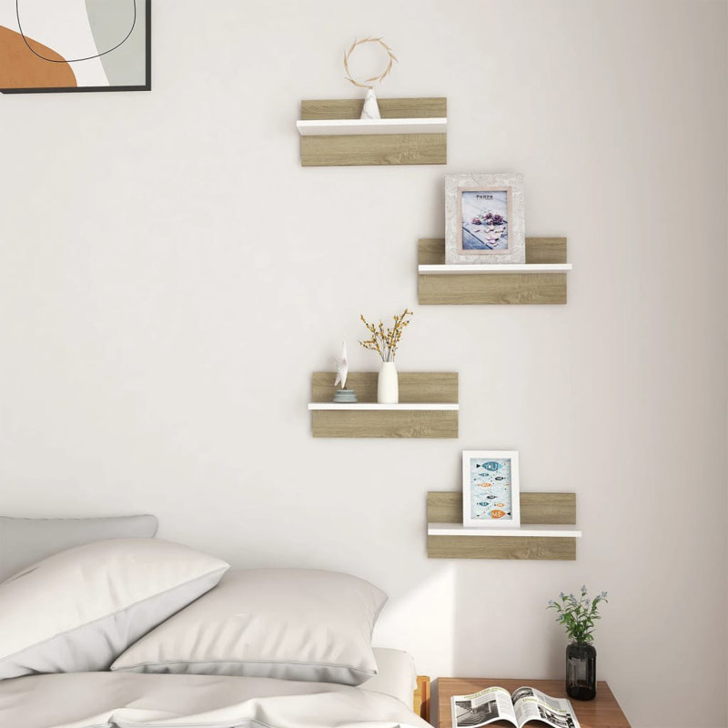 Ayden-Alexander 4 Piece Floating Shelf, 18cm H x 40cm W x 11.5cm D, Gloss Grey