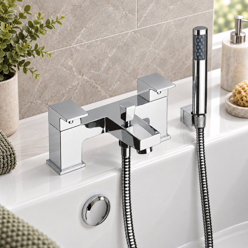 2 Handle Deck Bath Shower Mixer Bath Filler with Diverter