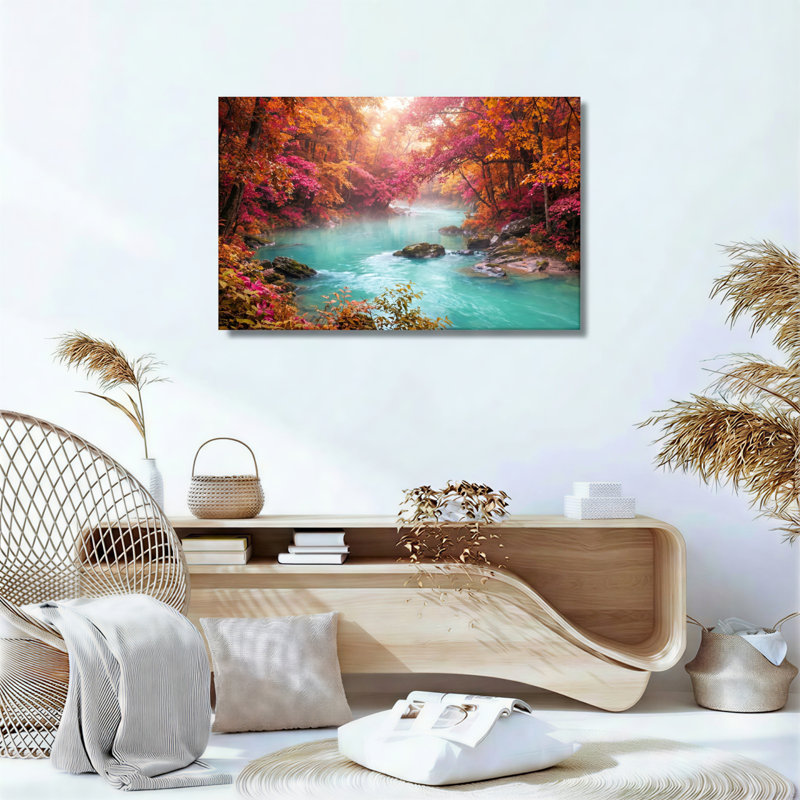 Autumn River, reproduction d'art sur toile, ensemble de 1, 32"H x 48"W, Wrapped Canvas