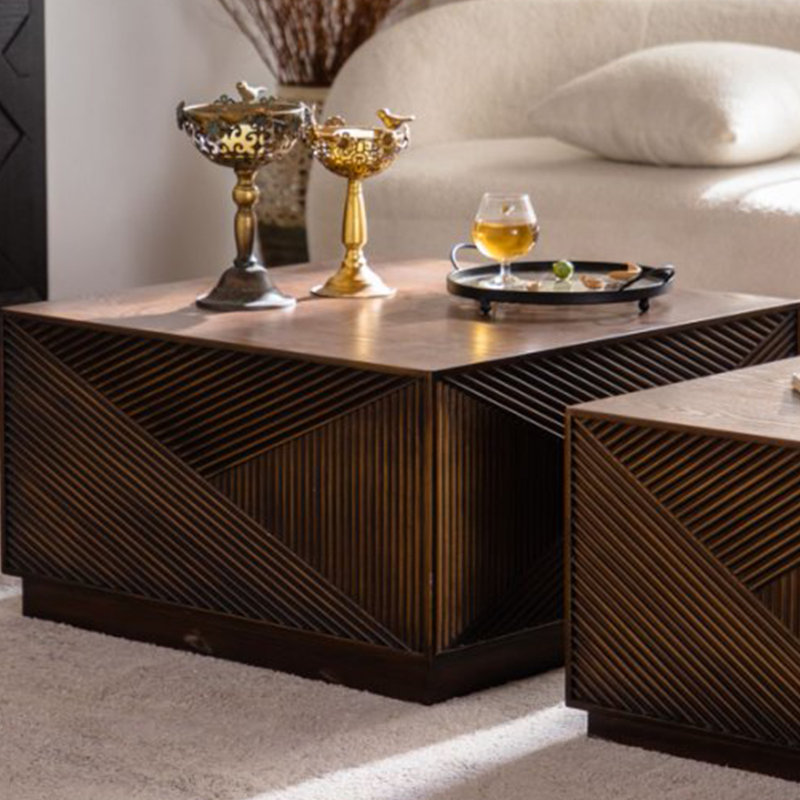 Table basse carrée moderne avec plateau écologique durable, aucun assemblage requis, parfaite pour le salon et le bureau