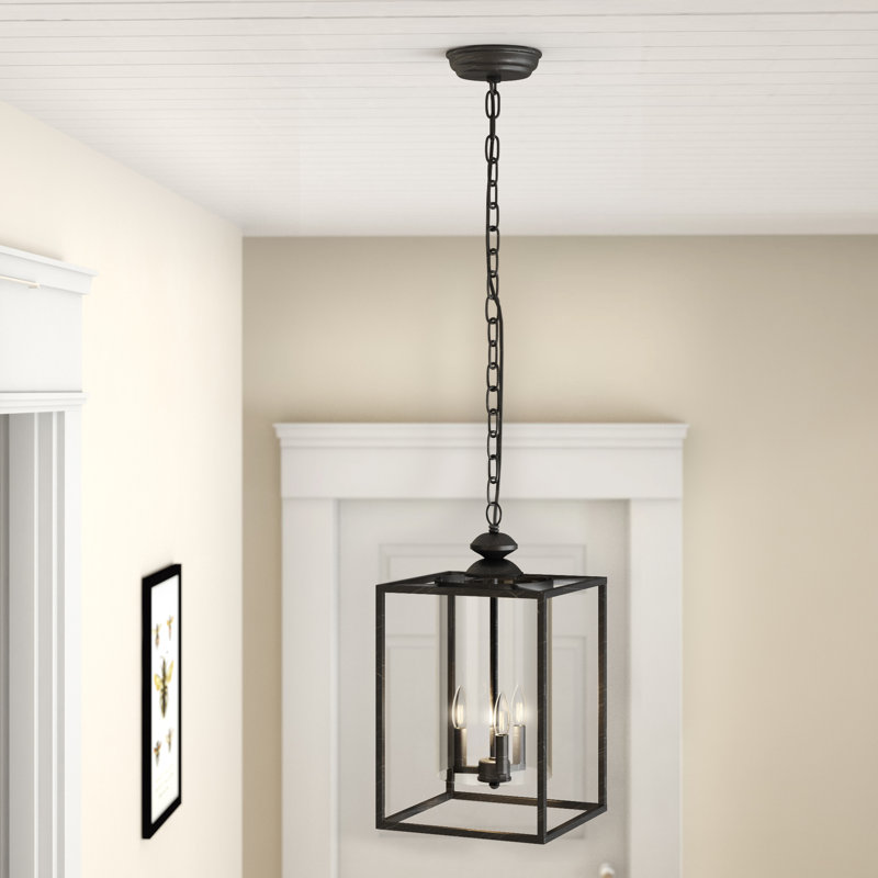 Luminaire suspendu carré 3 lumières lanterne Chesson