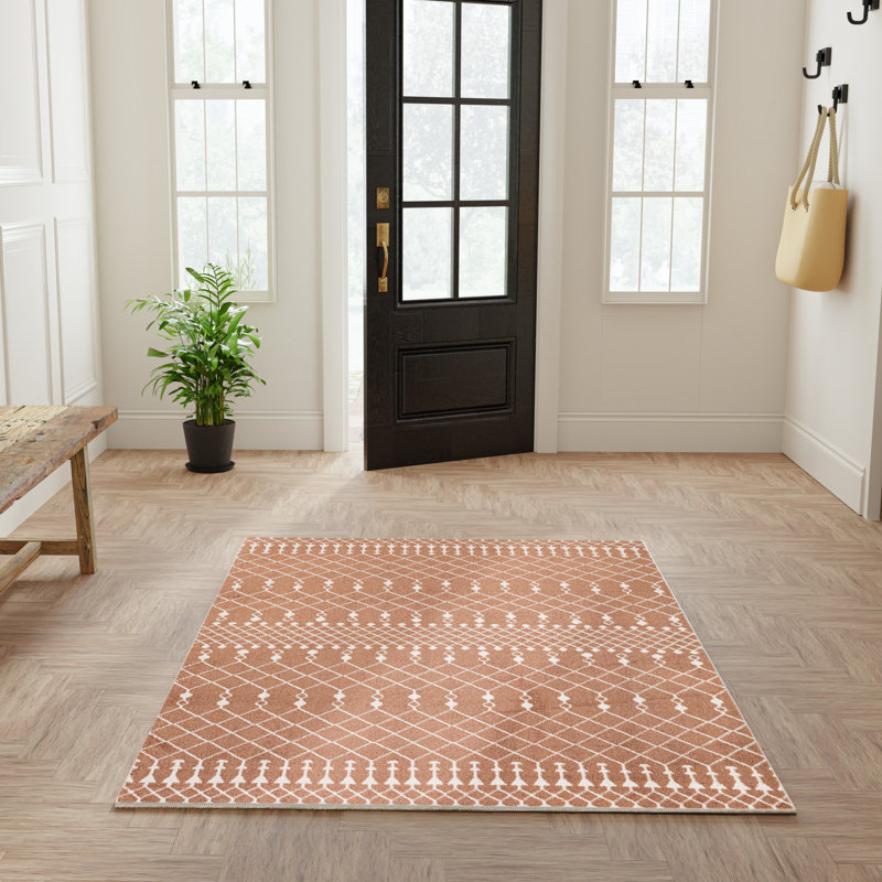 Dakota Fields Burrillville Machine Washable Copper Bohemian Indoor Rug, Rectangle 4' x 6'