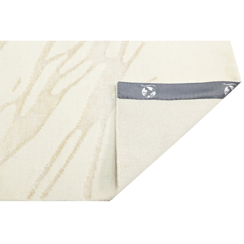 Hand Knotted Area Rug in White, Rectangle 8' x 10'