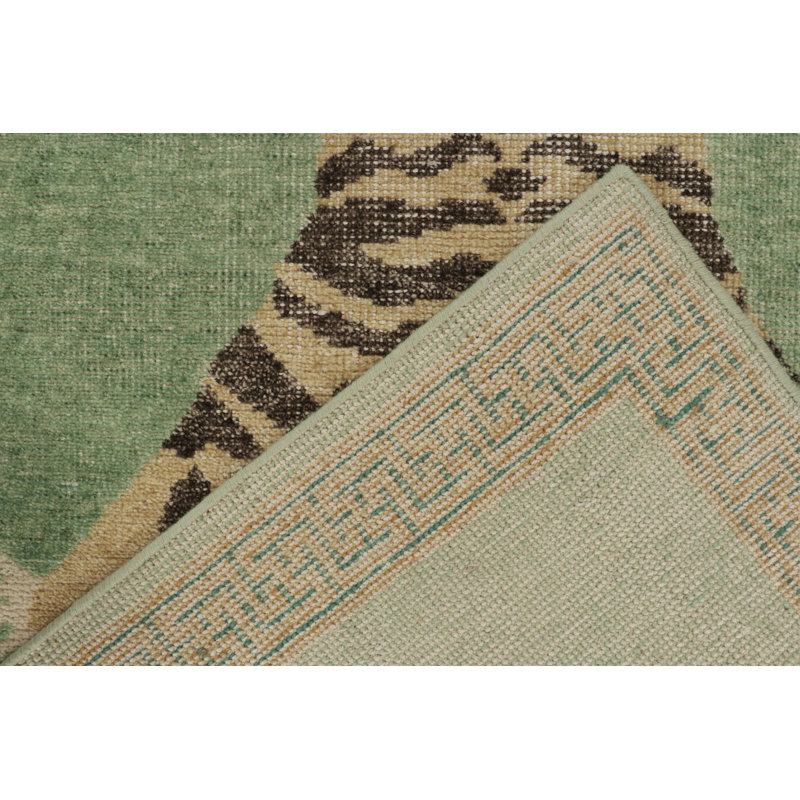 Distressed Homage Hand Knotted Wool Animal Print Area Rug, Runner 2'6" x 10'