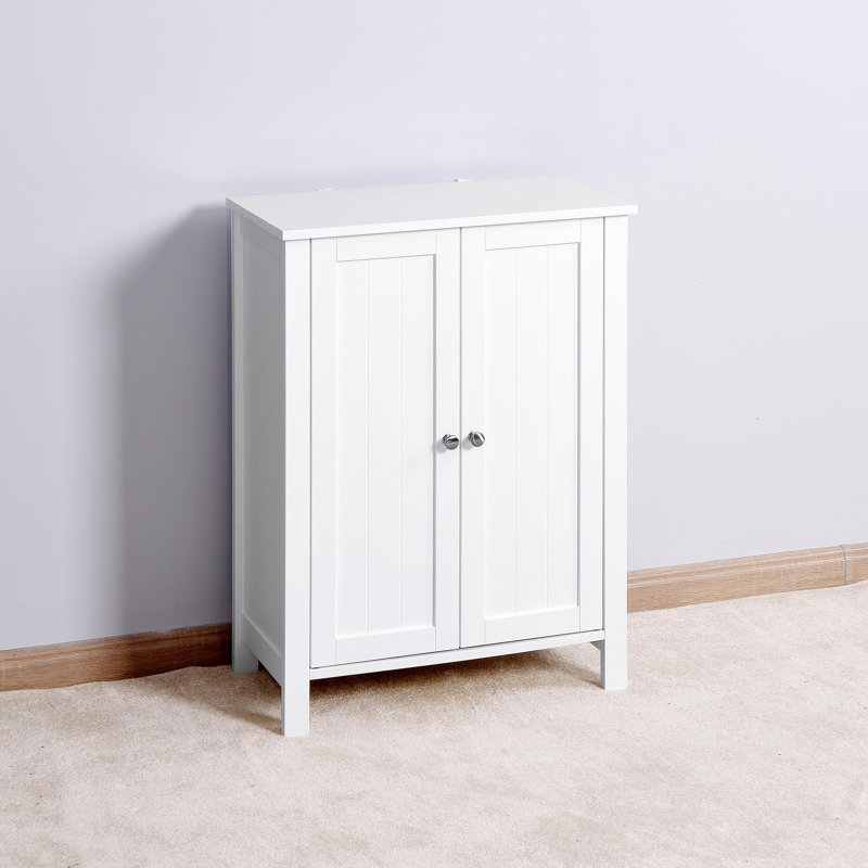 Armoire de rangement pour salle de bain avec tablette réglable à double porte, blanc