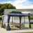 Hardtop Gazebo Double Roof Canopy Outdoor with Netting and Curtains, Aluminum Frame Polycarbonate Roof Garden Tent for Patio-110811095-115673260