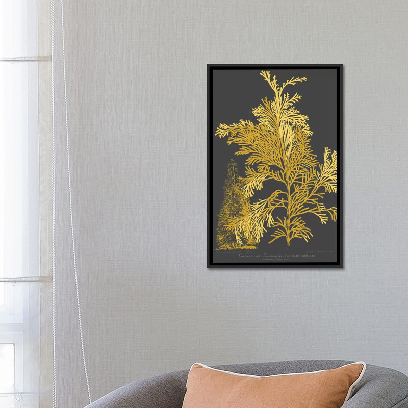 « trees & leaves i », impression sur toile, H 26 po x l 18 po x P 1,5 po, Toile avec cadre noir, Pas de tapis