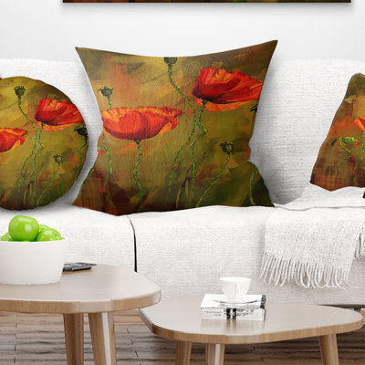 Watercolor Poppy Flowers - Coussin imprimé floral