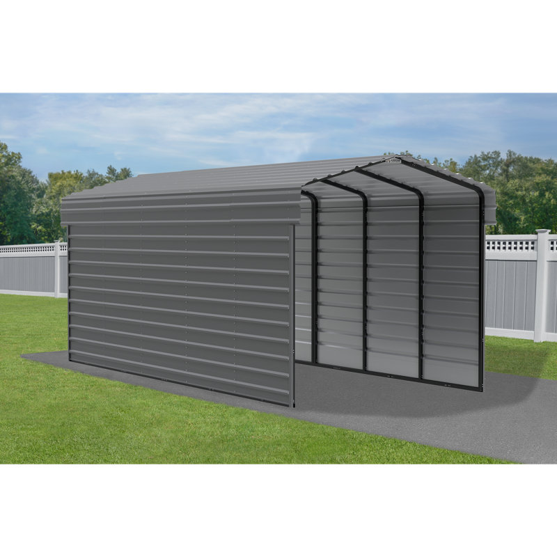 Abri d'auto en acier avec 2 ensembles de parois latérales, 10 x 24 x 9, Noir