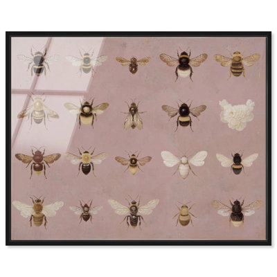 "Honeyed Script I", impression murale encadrée rose par Art Remedy, cadre noir, 24 x 20