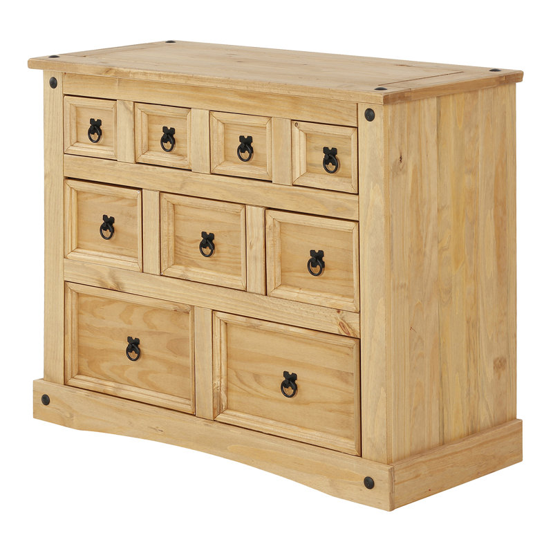 Dean Solid Wood 102cm W 9 - Drawer Chest of Drawers