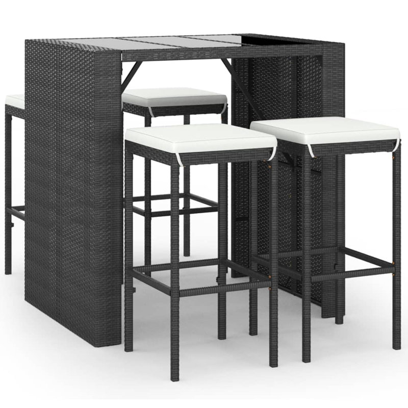 Dolphin Bar Set with Stools, Black, White