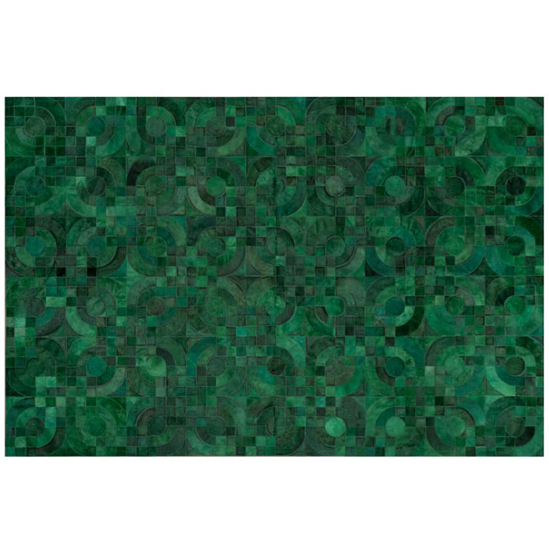 Optico Cowhide Geometric Area Rug in Green, Rectangle 5'5" x 7'9"