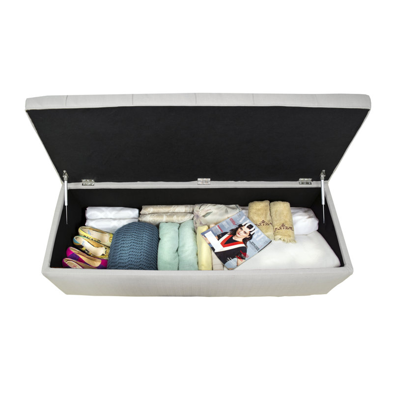 Banc de rangement rembourré Hearns, Platinum
