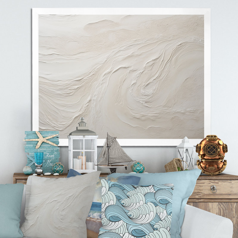 «Modern Beach Beige Sand Charm I», impression sur toile de bord de mer, impression sur toile, H 16 po x l 32 po, Blanc