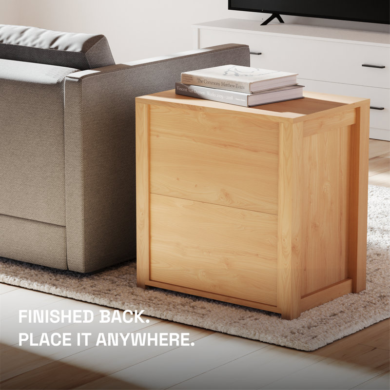 23” 2 Drawer Nightstand with Finished Back, Natural