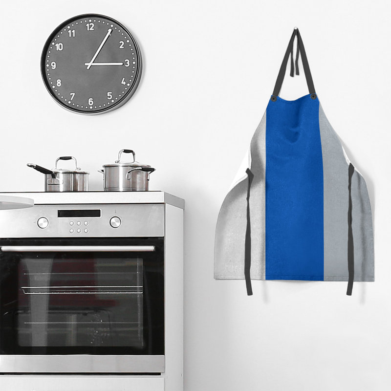 No Pattern Bib Apron, White/Royal Blue/Silver