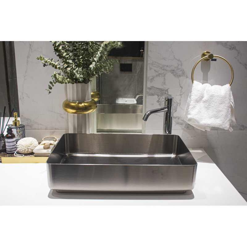 Selected 13.62'' Stainless Steel Square Bathroom Sink, Steel