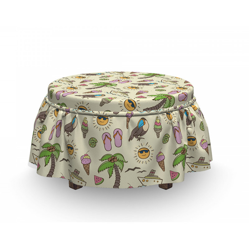 Housse pour repose-pieds crème et toucan ice