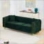 Canapé capitonné 86 po à 3 places avec pieds dorés, style Chesterfield-132940782