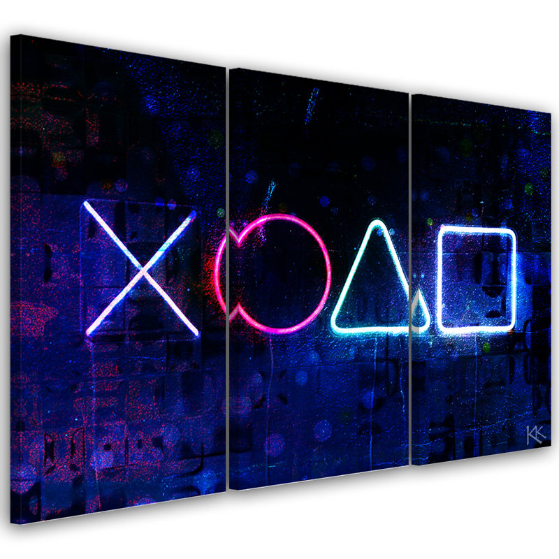 Buttons For The Controller - 3 Piece Wrapped Canvas Print Set, 60cm H x 90cm W