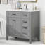 Ensemble de meuble-lavabo moderne gris avec lavabo en céramique, structure en bois massif pour une salle de bain élégante