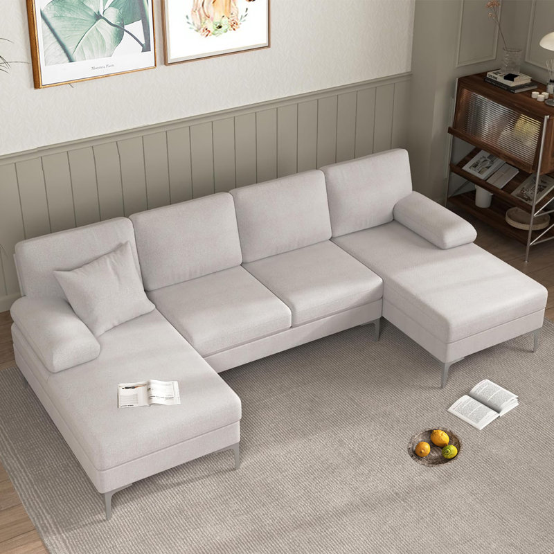 Canapé modulaire Izaiha, Mélange de lin beige