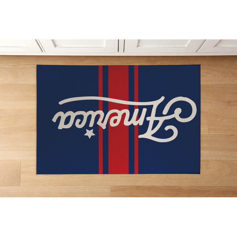 Tapis de cuisine America, Bleu, Rectangle 5 pi x 7 pi