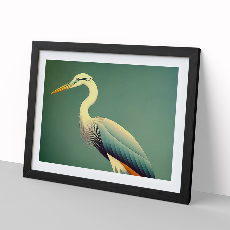 XH1022-9497X Unreal Heron Bird - Single Picture Frame Print, Black, 25cm H x 34cm W x 2cm D