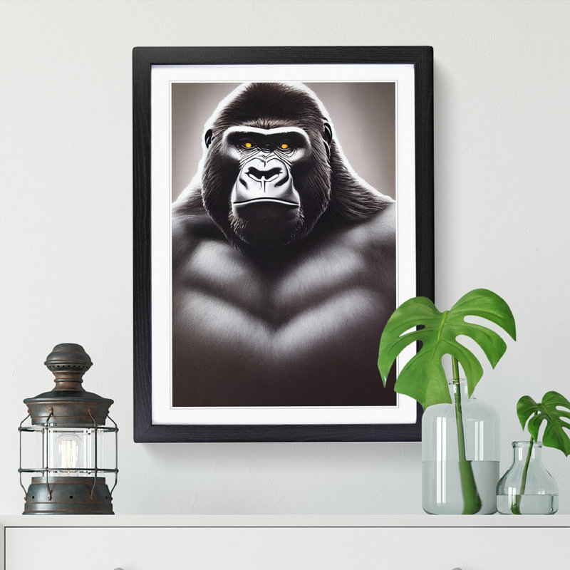 Gorilla Eyes - Picture Frame Print, Black, 46cm H x 34cm W x 2cm D