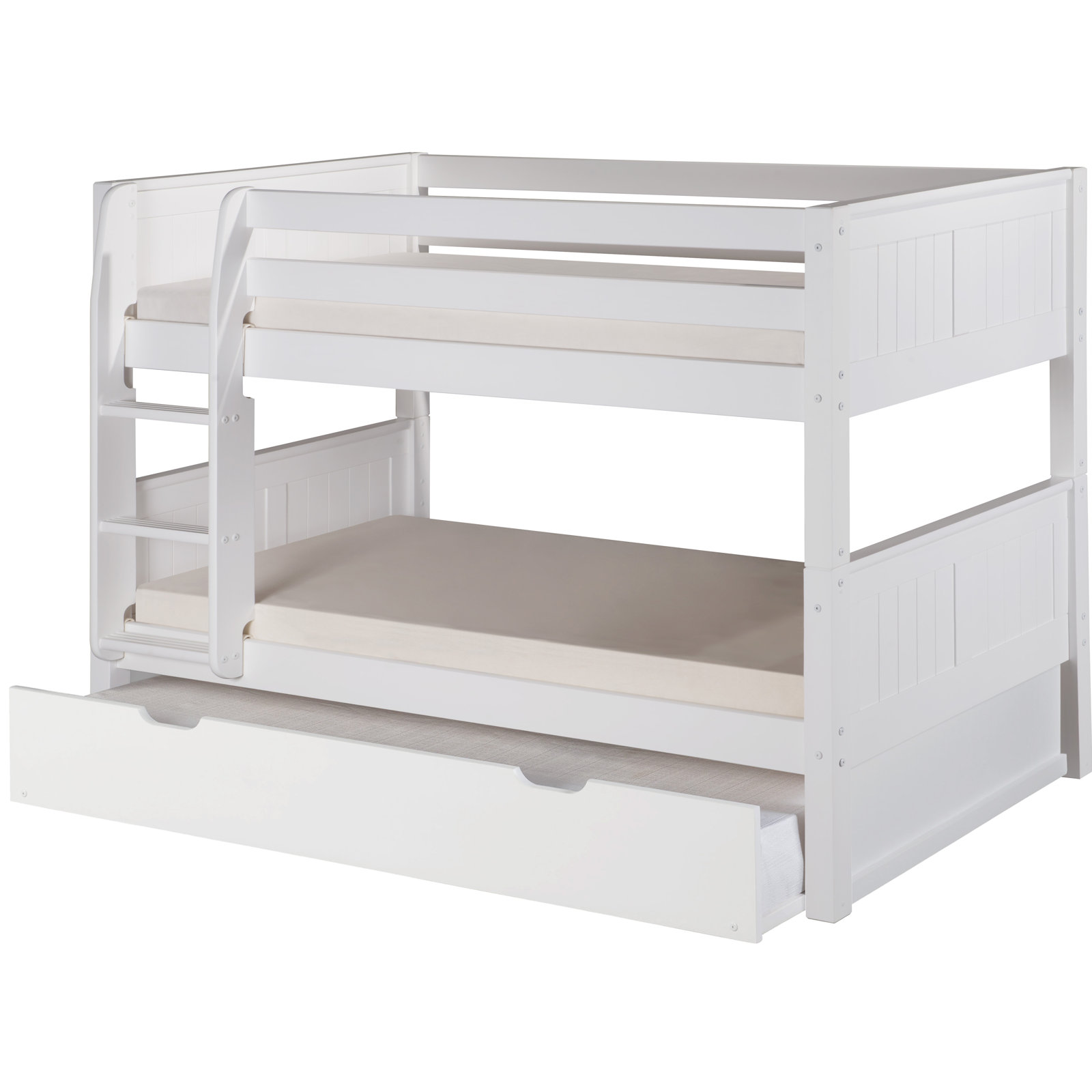 Aditya Kids Twin Over Twin Bunk Bed with Trundle, White