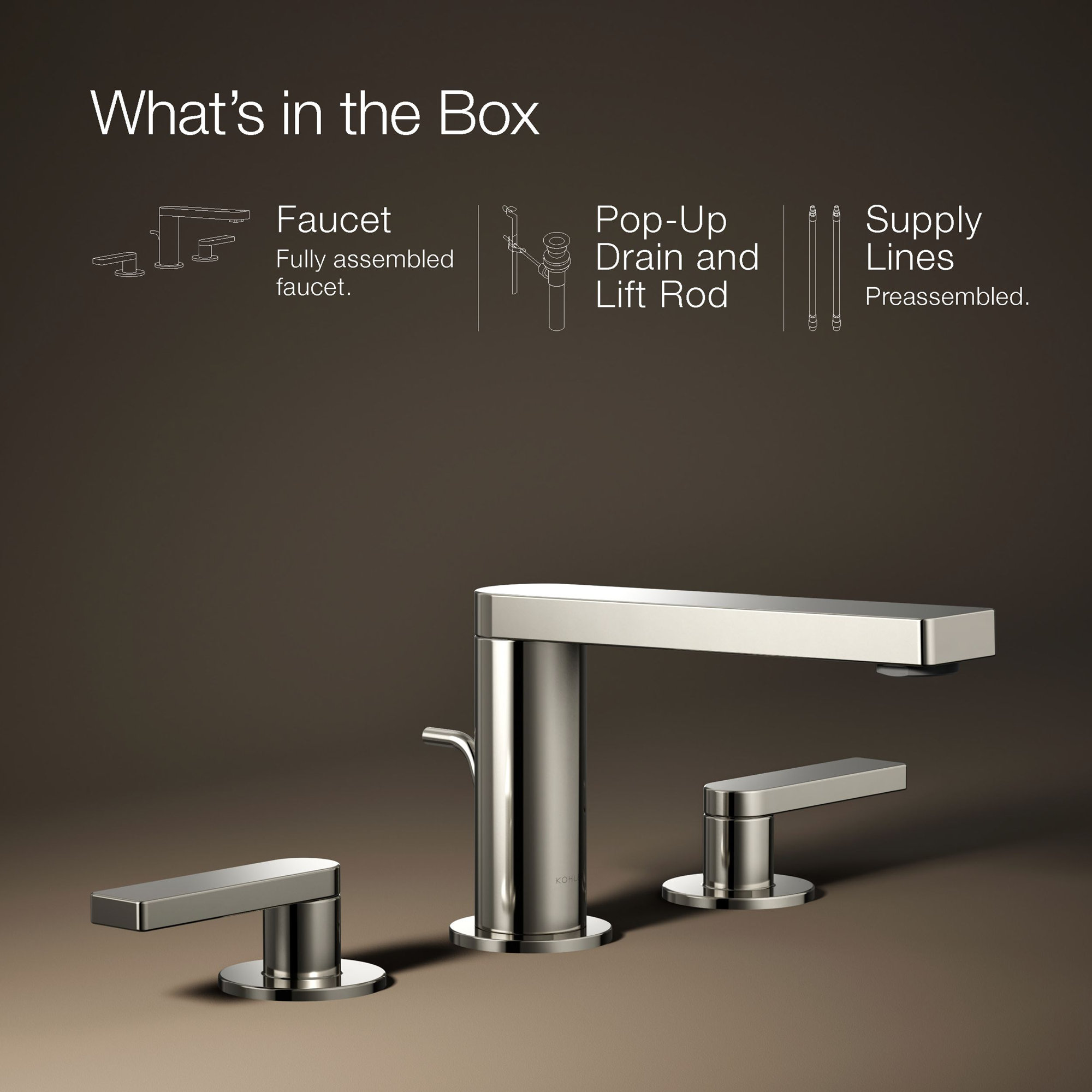 Composed Widespread Bathroom Faucet with Drain Assembly, Vibrant Polished Nickel