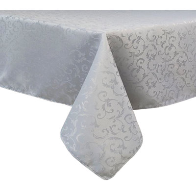 Waterproof Jacquard Tablecloth , 60X90 Inch, Silver