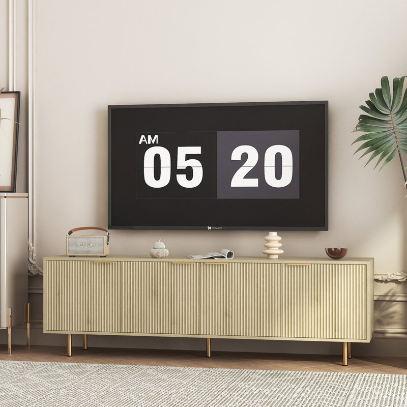 Meuble télé en bois avec portes, meuble télé pour téléviseur de 55 po