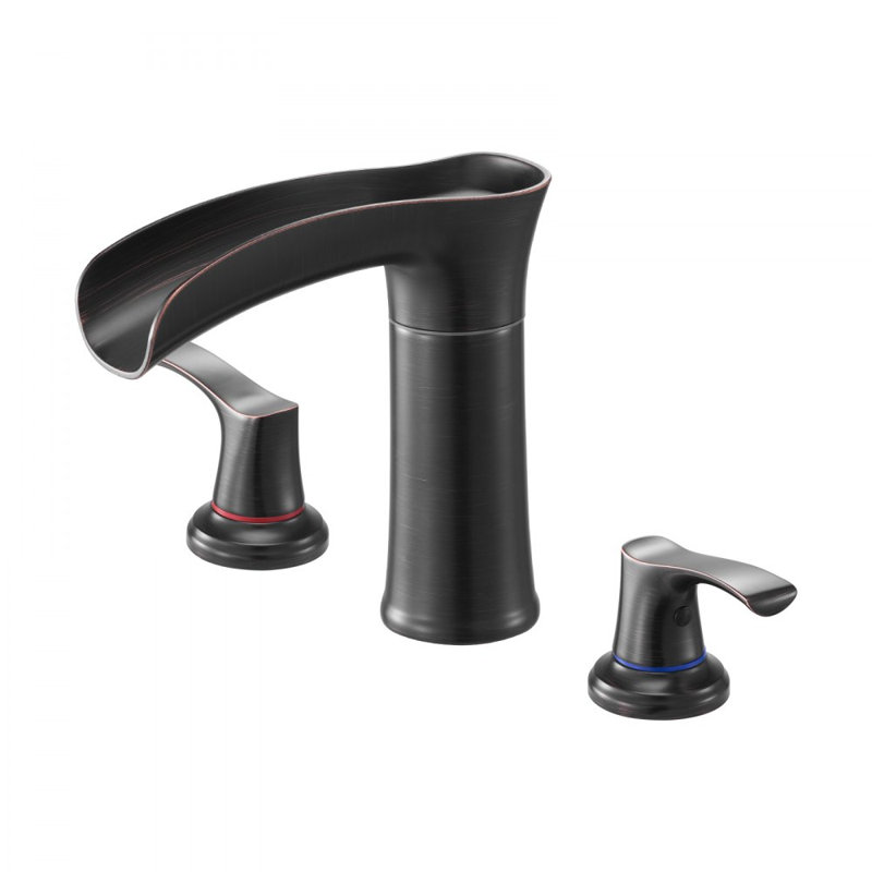 Roman Tub Faucet 3 Hole Zinc Alloy Waterfall Bathtub Faucet with 2 Handles, Oil Rubbed Bronze