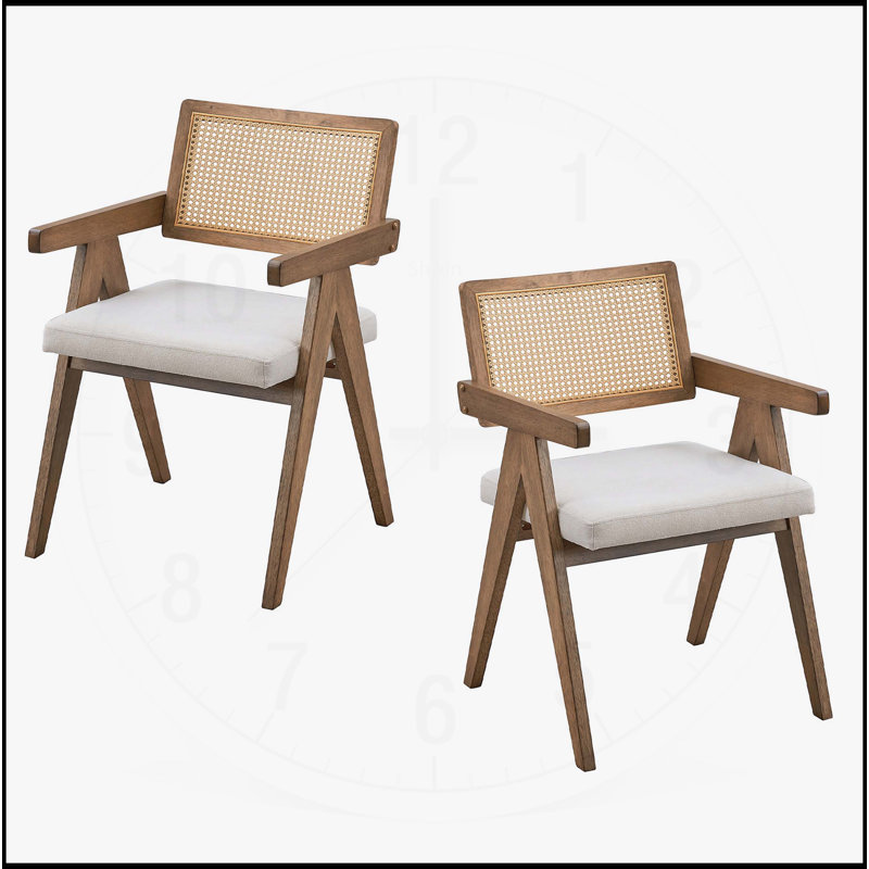 Wooden Frame Upholstered Dining Chairs Set of 2