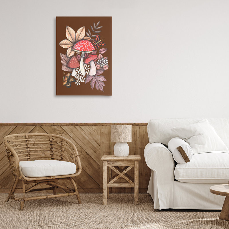 Champignon automnal, toile par Cecilia Battaini, H 24 po x l 16 po
