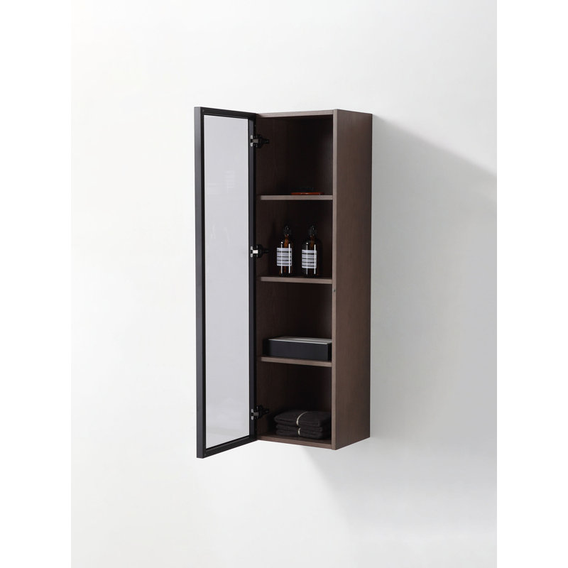 Luce 13" Wall-Mounted Side Cabinet, Chestnut Oak/Matte Black