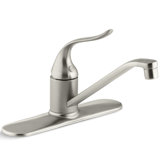 Coralais Three-Hole Kitchen Sink Faucet with 8-1/2" Spout, Matching Finish Sidespray and Lever Handle