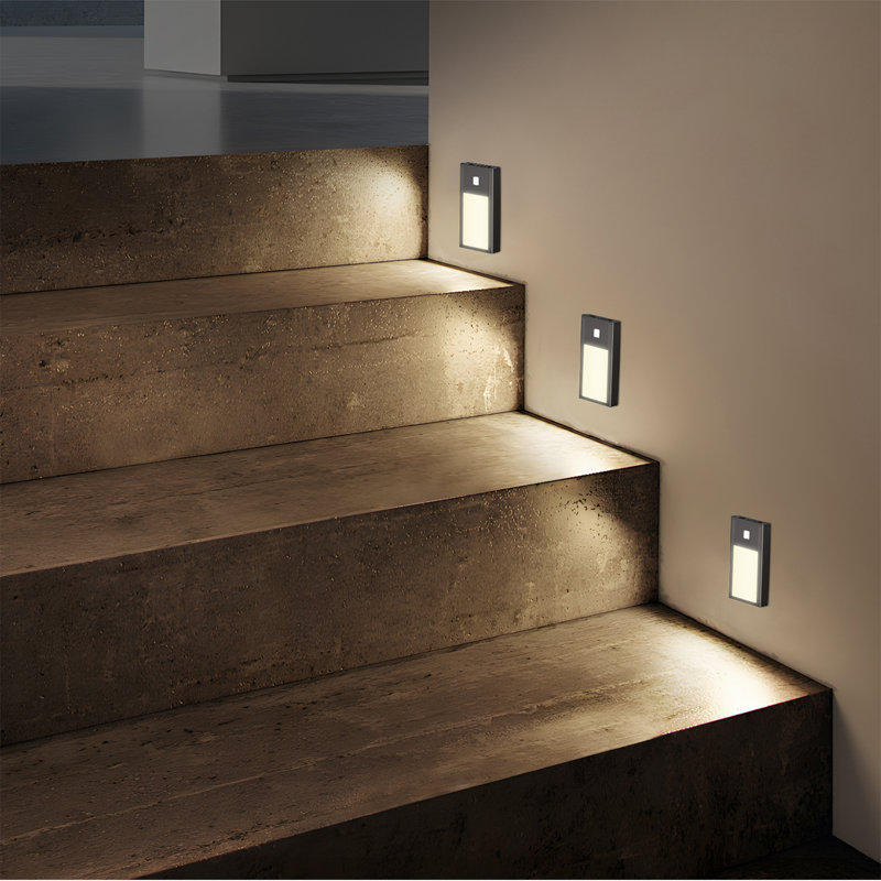 BT09 Veilleuse à détecteur de mouvement en aluminium ultra-mince de 0,35 po - Panneau magnétique à DEL mural rechargeable, lueur blanc chaud 3000K pour chambre à coucher / escalier / chambre de bébé - Éclairage de zone homogène, sans points visib