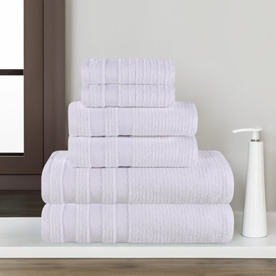 Ensemble de serviettes de bain 6 pièces à bordure géométrique en coton Zero Twist