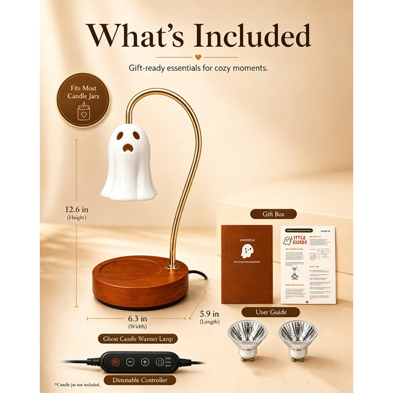 Lampe chauffe-bougie fantôme en céramique avec minuterie, brûleur de cire effrayant et mignon pour la décoration d'Halloween, chauffe-bougie électrique pour fondants parfumés, décoration pour la maison et la chambre