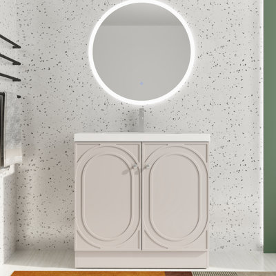 Meuble-lavabo sur pied simple 36 po avec plateau en résine