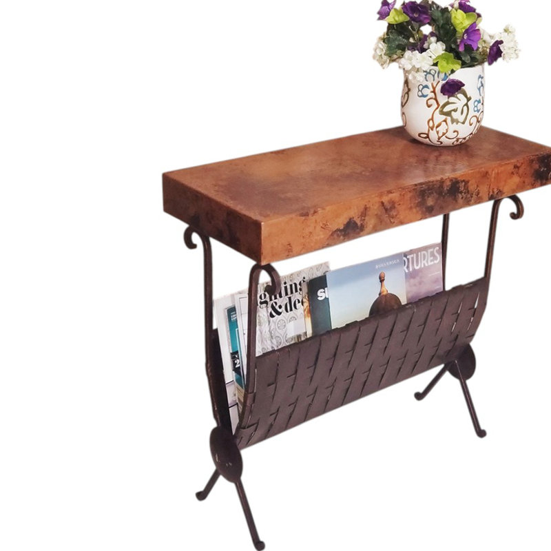 Modern Occassional Hand Hammered Copper Accent Magazine Table