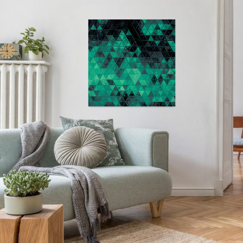 Emerald Triangle Geometry Abstract Colorful Geometric Wall Art Print 1 Piece Wrapped Canvas Wall Art, 81.28cm H x 81.28cm W