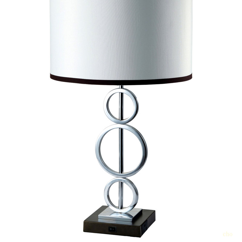 29" Tall Metal Table Lamp With Ring Style, Round Shade