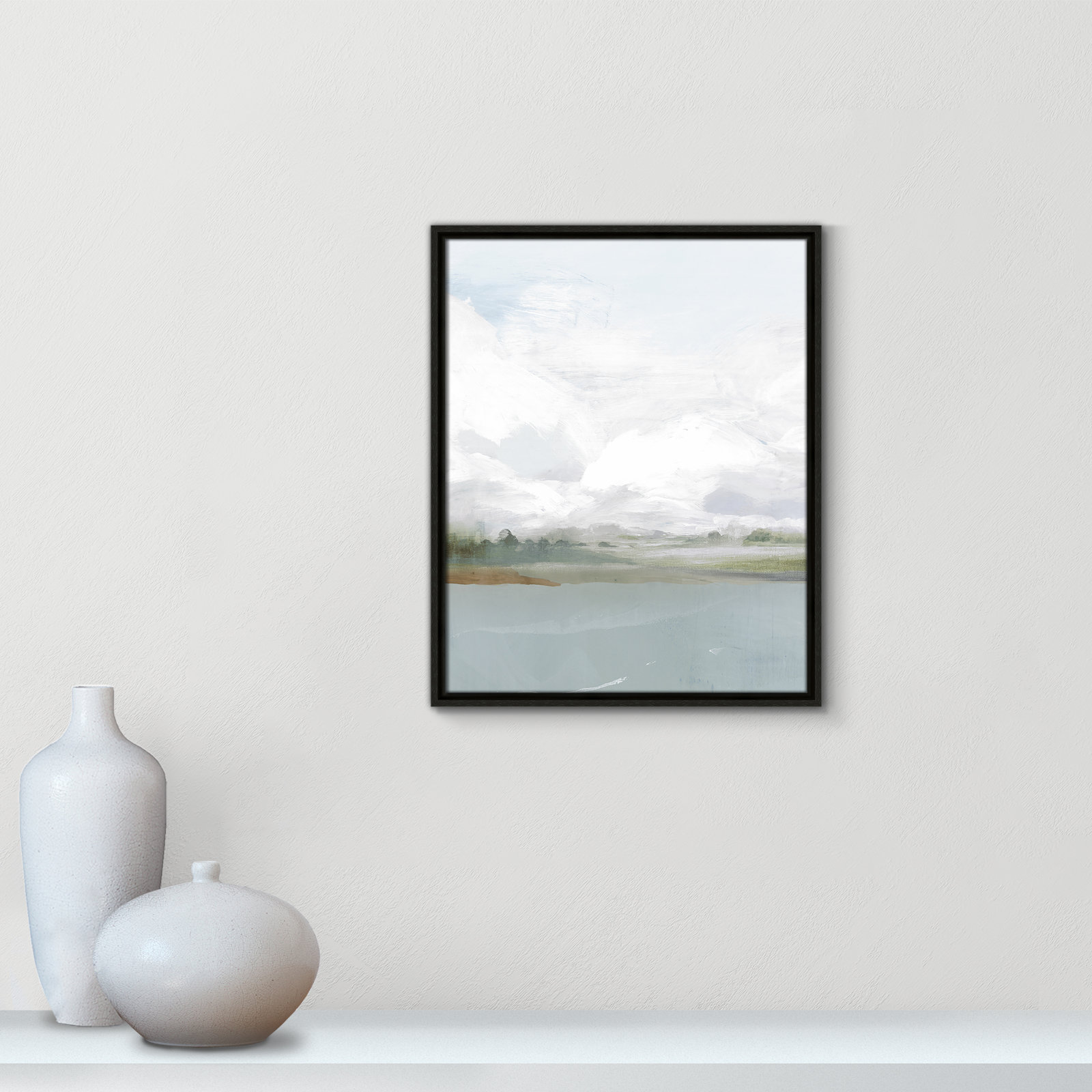 All Shore Painting, 21.5" H x 17.5" W, Black