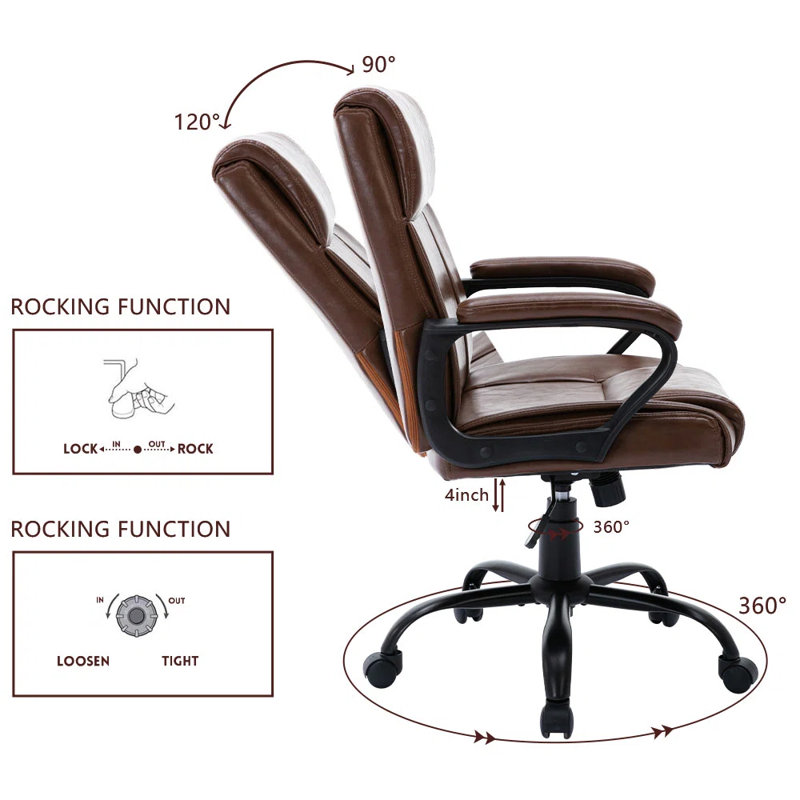 Fauteuil de bureau à dossier moyen Girsham, Brun