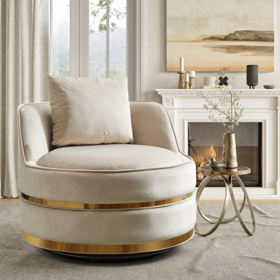 Alson 28.35"W 360° Swivel Velvet Barrel Chair