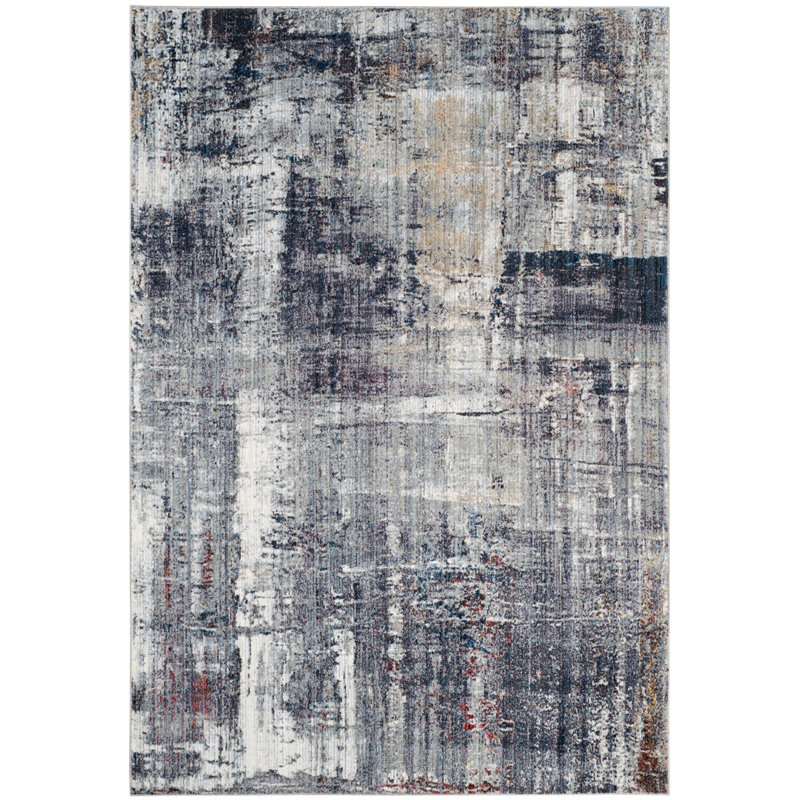 Tapis gris anthracite / ivoire Massad, Rectangle 4 pi x 6 pi